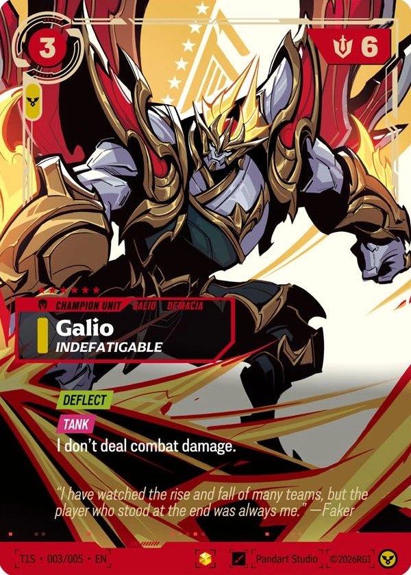 Standard Galio T1 card without a serial number or set-code asterisk